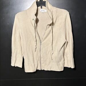 Calvin Klein Beige Zip-Up Cardigan